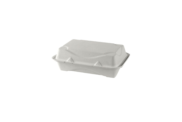 1800 ml Bagasse 1-Fach-Foodbox mit Klappdeckel 1800 ml Bagasse 1-Fach-Foodbox mit Klappdeckel