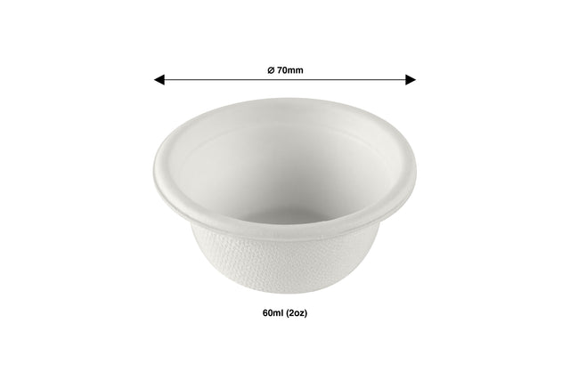 60 ml Ø 70 mm Bagasse Saucen Behälter 60 ml Ø 70 mm Bagasse Saucen Behälter