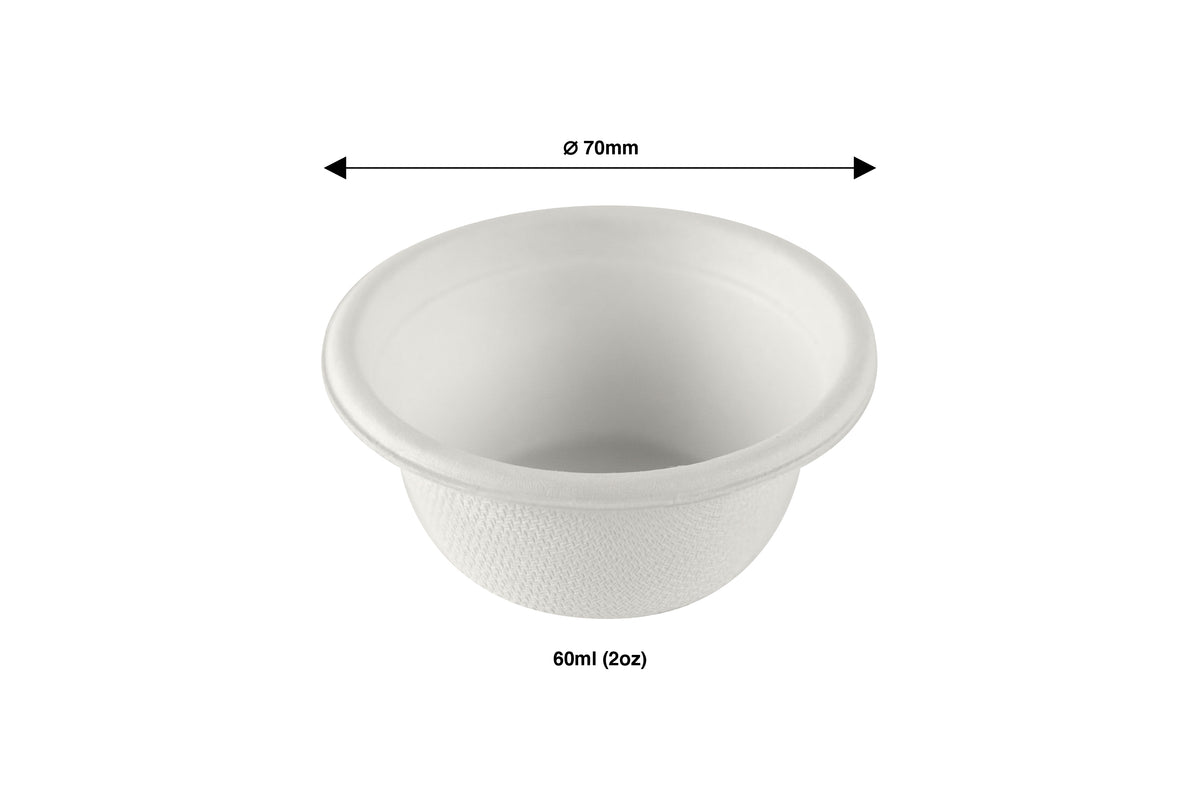 60 ml Ø 70 mm Bagasse Saucen Behälter