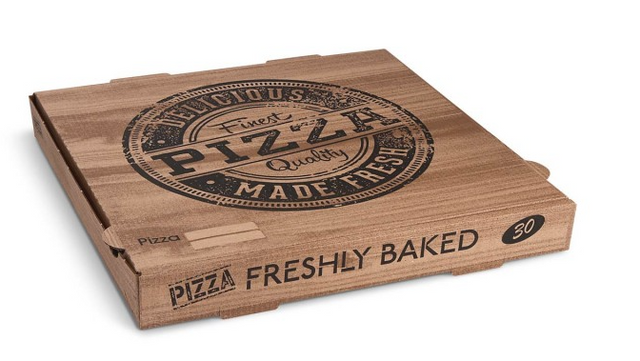 30 x 30 x 4 cm Pizzakarton - bedruckt - DELICIOUS