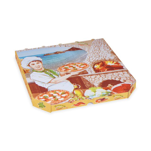 33 x 33 x 30 mm pizza box - printed - white