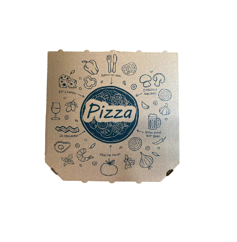 33 x 33 x 30 mm pizza box - printed - brown