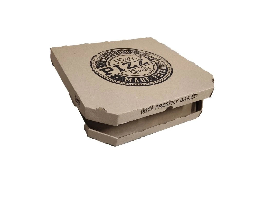 33 x 33 x 40 mm Pizzakarton - bedruckt - braun