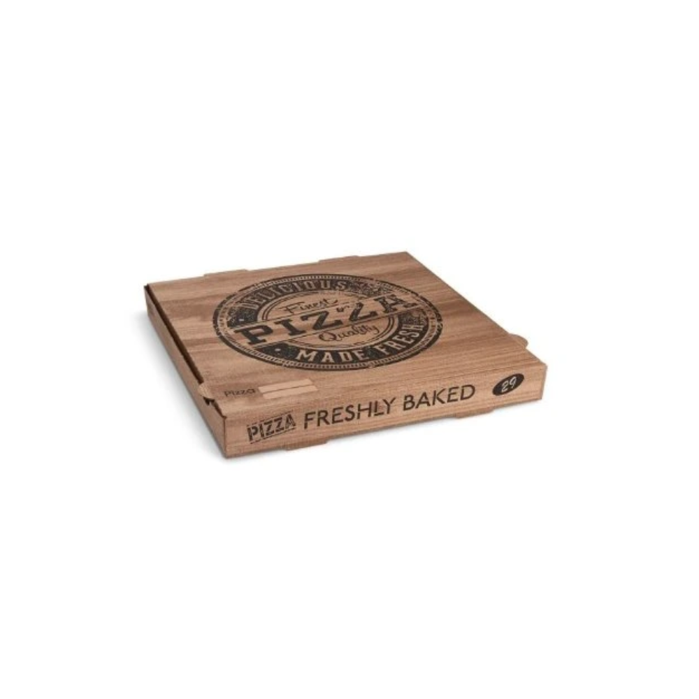 33 x 33 x 40 mm Pizzakarton - bedruckt - braun