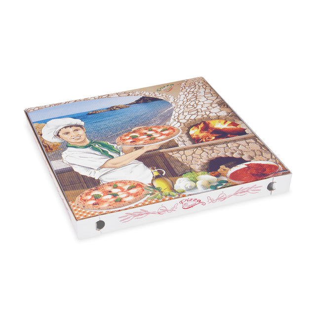 40 x 40 x 30 mm Pizzakarton - bedruckt - weiss