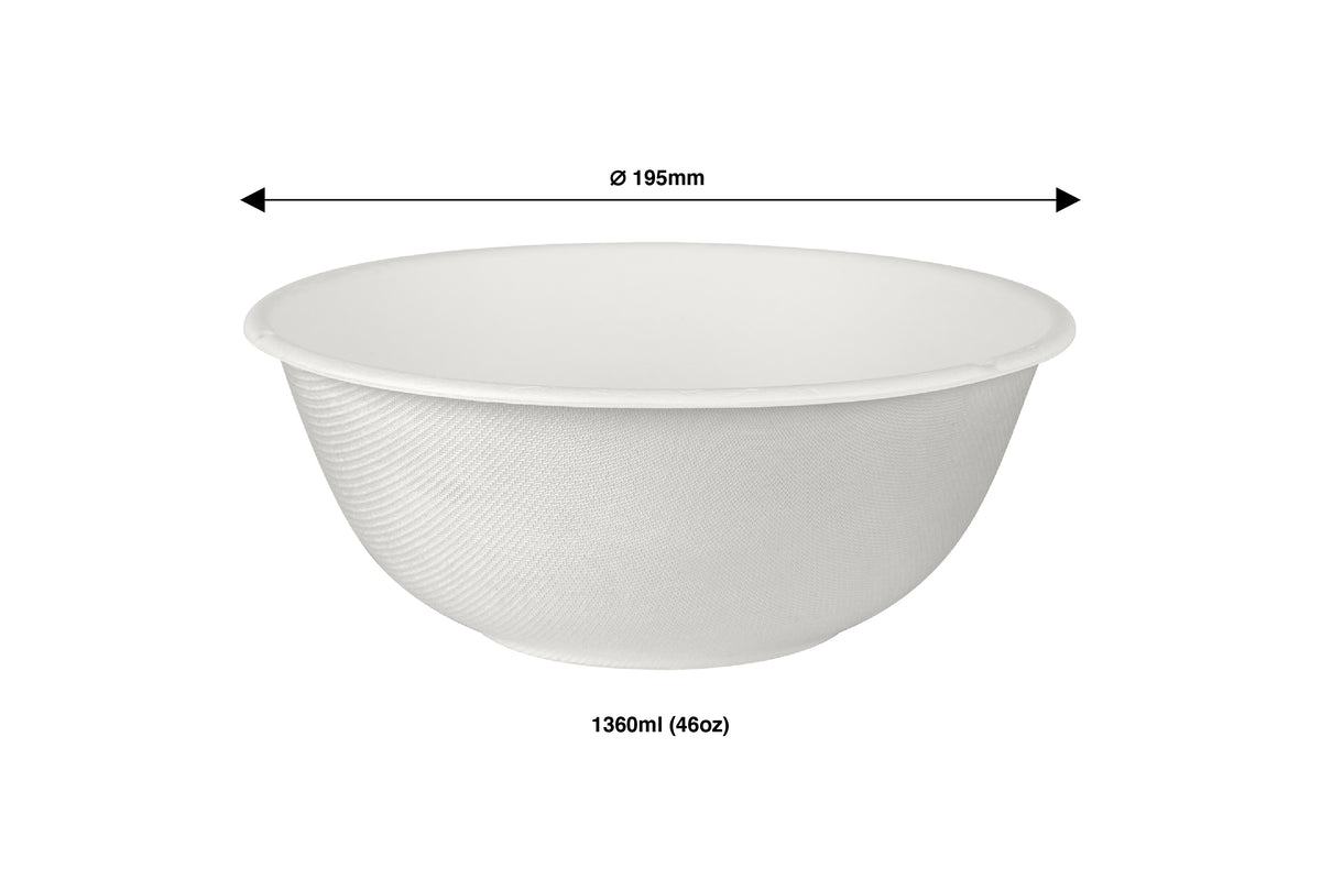 1360 ml Ø 195 mm Bagasse Salatschüssel