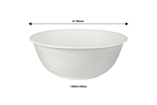 1360 ml Ø 195 mm bagasse salad bowl