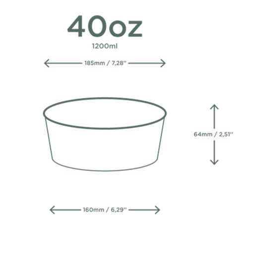 1200 ml Ø 185 mm Papier Food Bowl